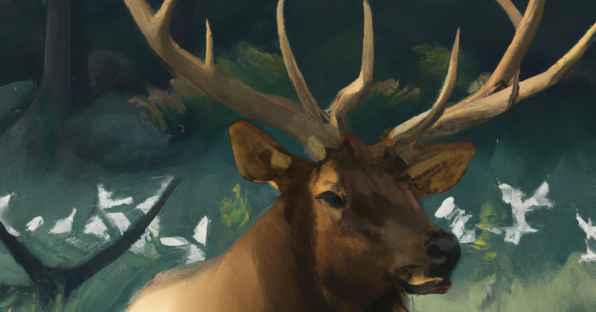 Digitalized image of an elk relaxing.